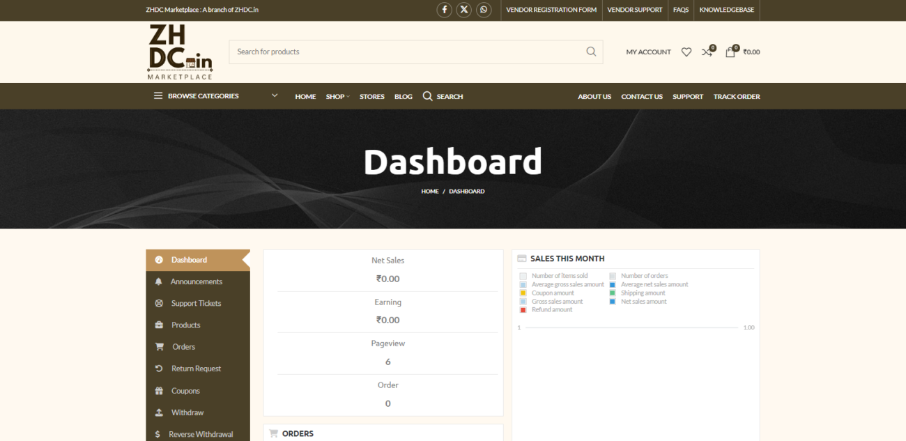 Zakir Husain Delhi College Marketplace ZHDC Marketplace Vendor Dashboard